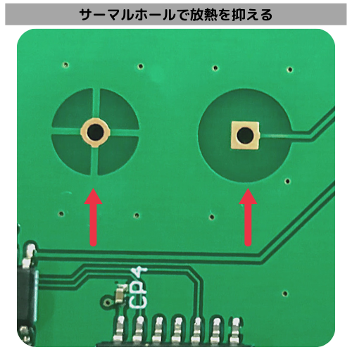サーマルホールで放熱を抑える基板実装 VAVE